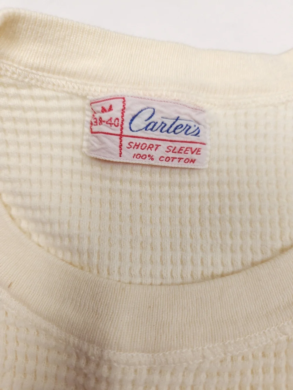 Carter's Vintage Thermal Short Sleeved 100% Cotton Top Shirt M 38-40